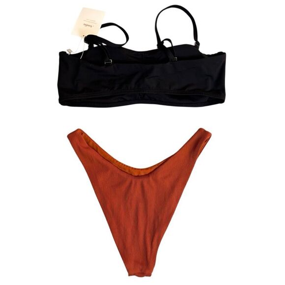 L* Space & Andie Swim 2 Piece Swimsuit Size Small Black Rio Top Rust Bottom NEW - Picture 4 of 16